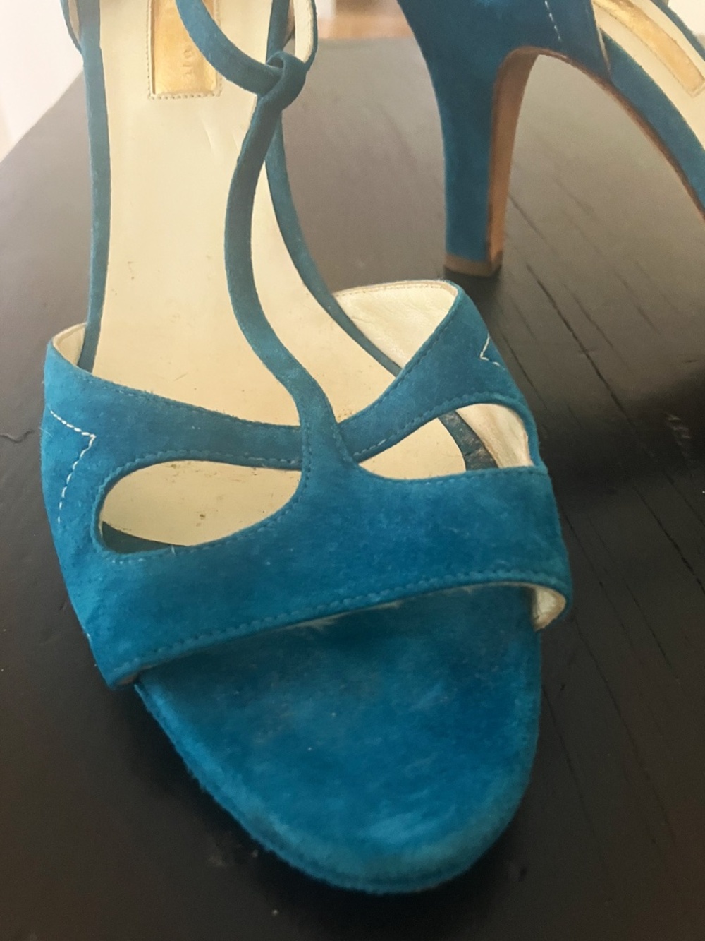 Rupert Sanderson Turquoise Suede Strappy Sandals 40